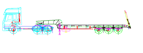 Semi-remorque &agrave; plateau_ 副